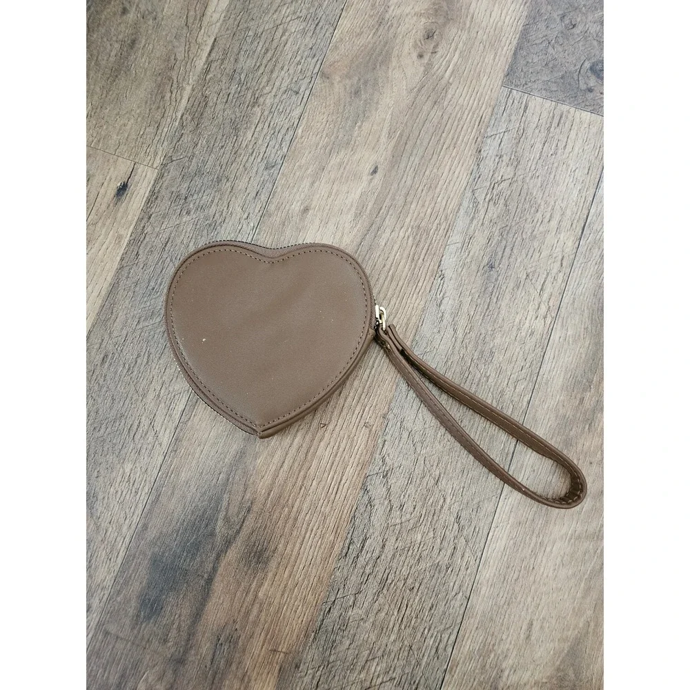 Juicy Couture Heart Coin Purse Wristlet Brown Monogram Logo Mini Pouch Y2K